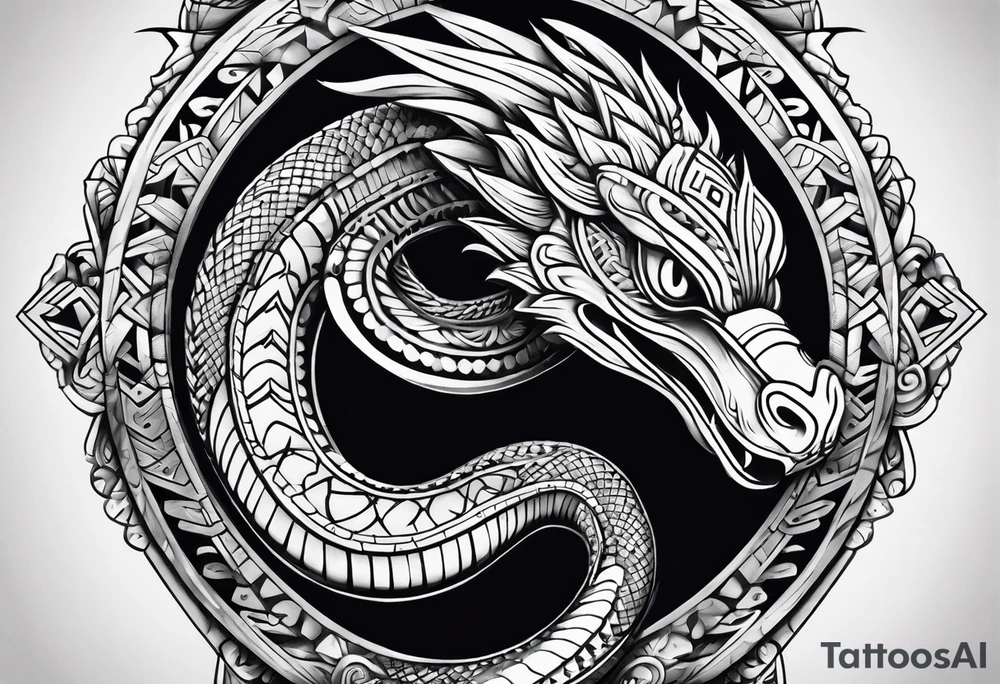 aztec snake sleeve tattoo idea