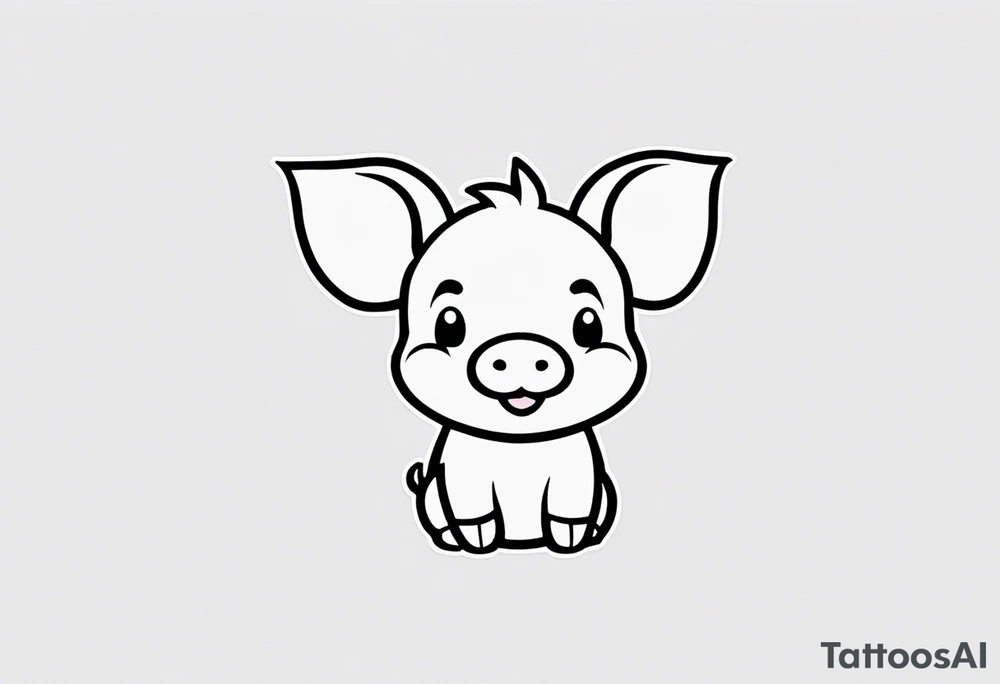 very cute happy piglet.
outline only.
black and white only.
only show the piglet. no extra lines or decoration.
no black shading.
dont make the ears too big.
draw only with very thin lines (1px)

should look like a tattoo that will only take 15 minutes to draw tattoo idea