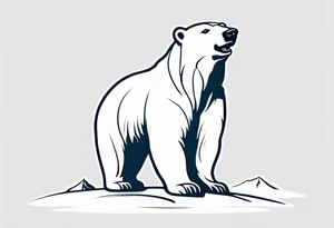 Polar bear standing on hind legs wearing a winter hat and snow goggles tattoo idea