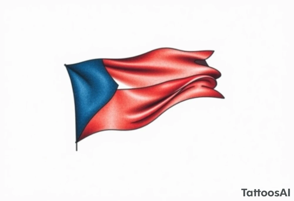 A waving Czech flag with realistic fabric texture, its red, white, and blue colors appearing vibrant and dynamic. tattoo idea