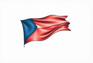 A waving Czech flag with realistic fabric texture, its red, white, and blue colors appearing vibrant and dynamic. tattoo idea