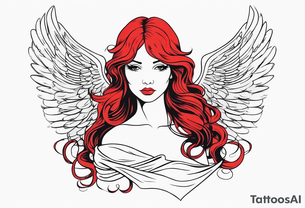 red hair angel girl full body tattoo idea