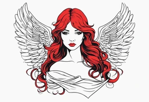 red hair angel girl full body tattoo idea
