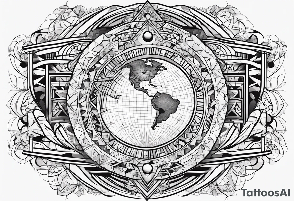 geography, all cultures of the world, abstract tattoo idea