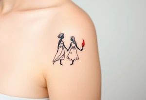 Silhouette of grandmother, mother and daughter passing a flame tattoo idea