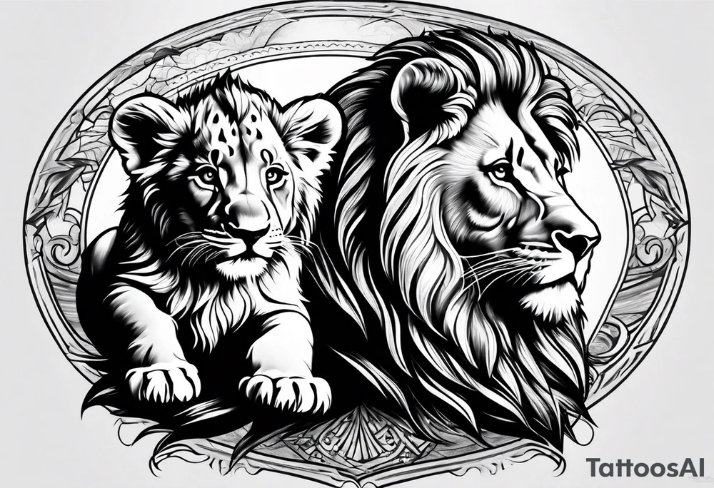 lion and cub tattoo idea
