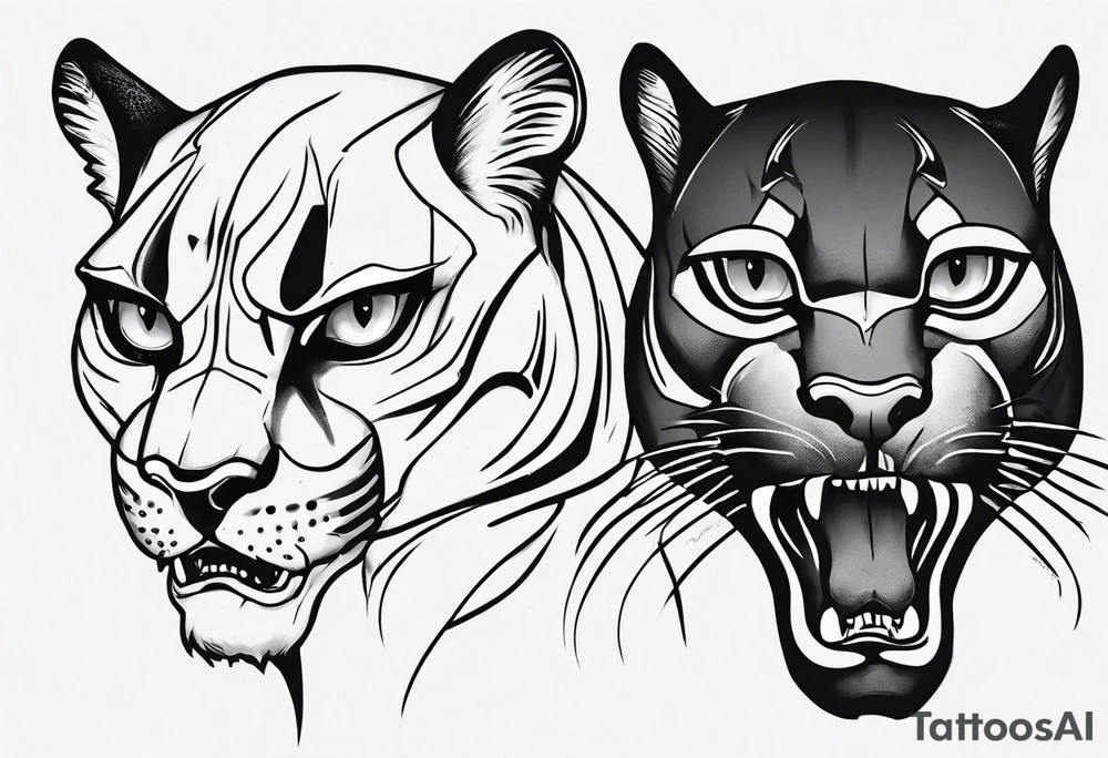 Two black pumas like in the album cover of Black Pumas (2019) tattoo idea