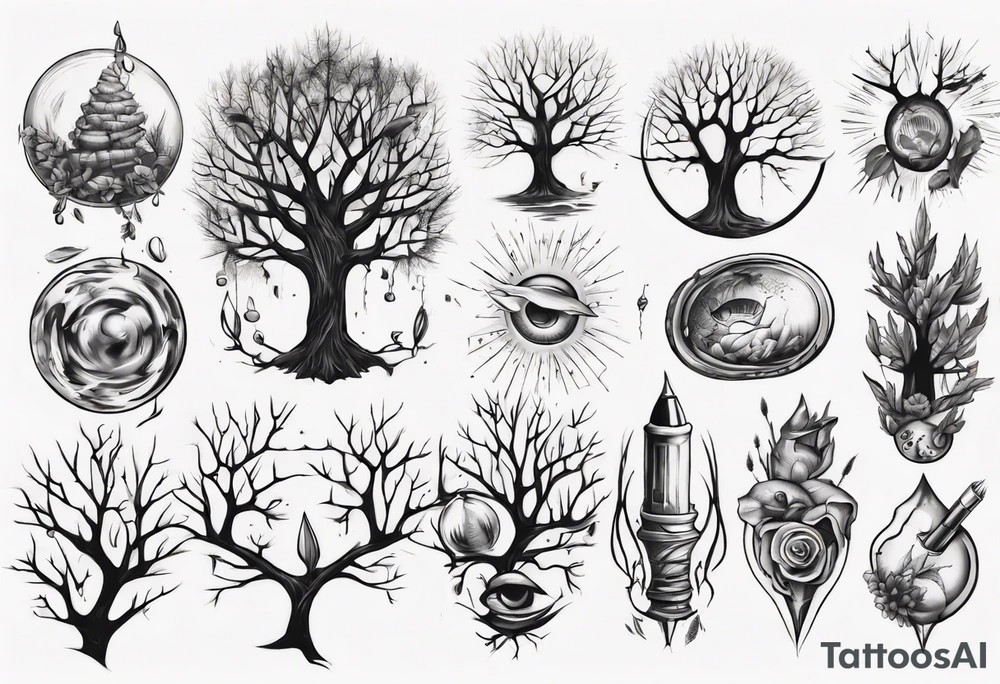 Bullet with tree brunches tattoo idea