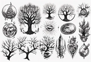 Bullet with tree brunches tattoo idea
