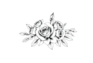 roses and wildflowers bouquet tattoo idea