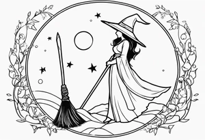 witch, fantasy, broom, charmed,wicca tattoo idea