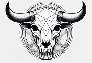 skull of a bull with a line frame, realistic, simple, texas tattoo idea