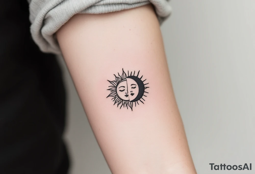 sunface (sunsign in aquarius) & moonface (moonsign in pisces) astrology / yang and yang / apple emojis inspired tattoo idea