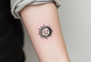 sunface (sunsign in aquarius) & moonface (moonsign in pisces) astrology / yang and yang / apple emojis inspired tattoo idea