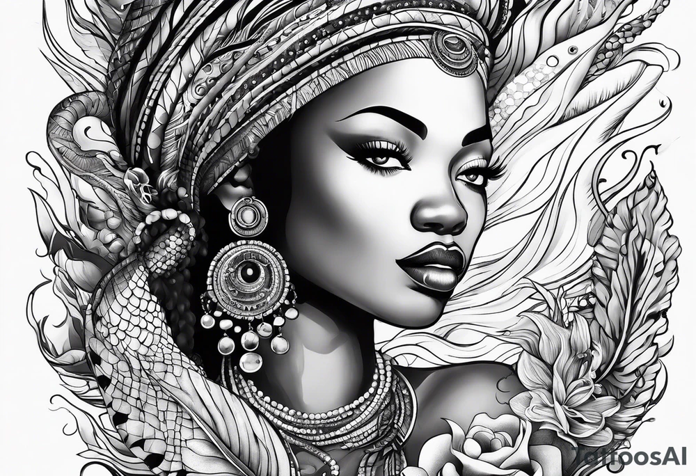 Mami wata african underwater tattoo idea