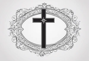 Minimalist Cross tattoo with a “L” and “T” in it tattoo idea