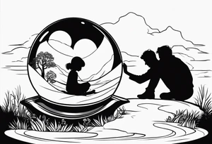 silhouette of a couple hugging in a crystal ball tattoo idea
