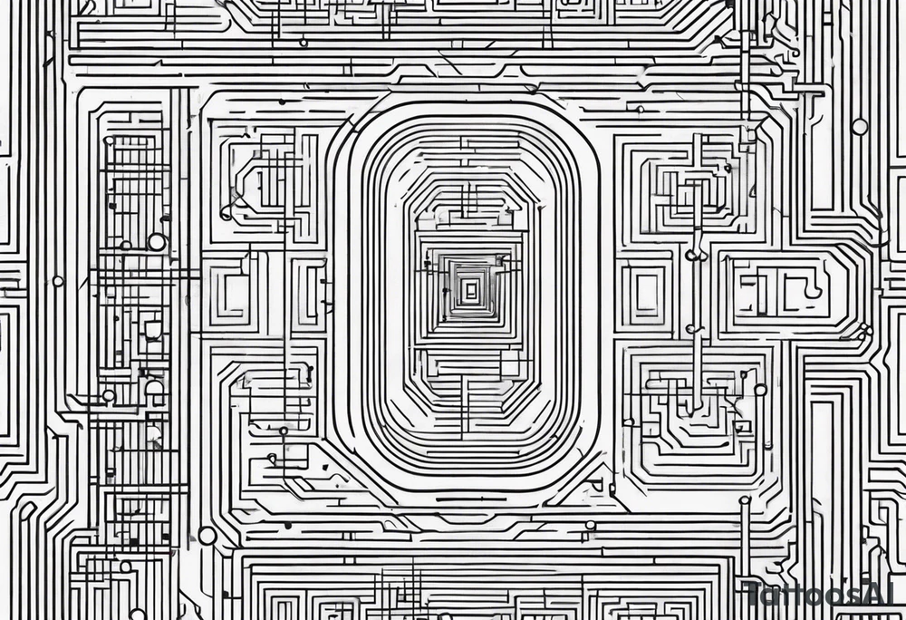Circuit minimalistic tall and long tattoo idea