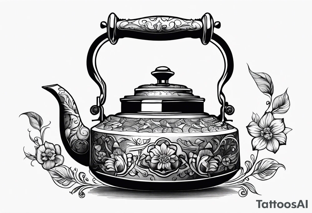 vintage tea kettle tattoo idea