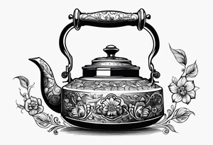vintage tea kettle tattoo idea