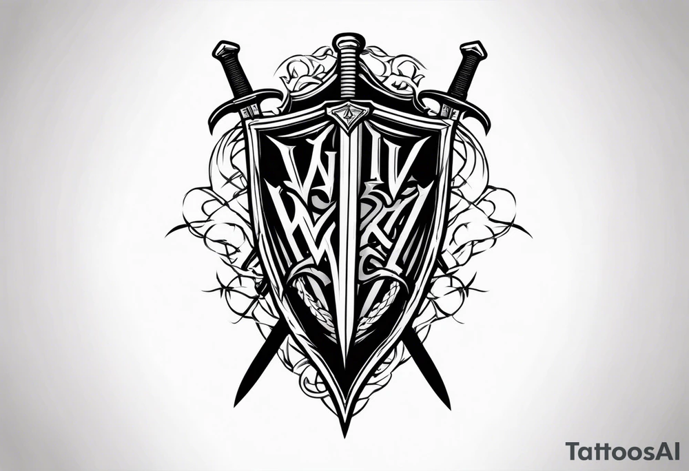 Valhalla
sword shield barbed  wire tattoo idea
