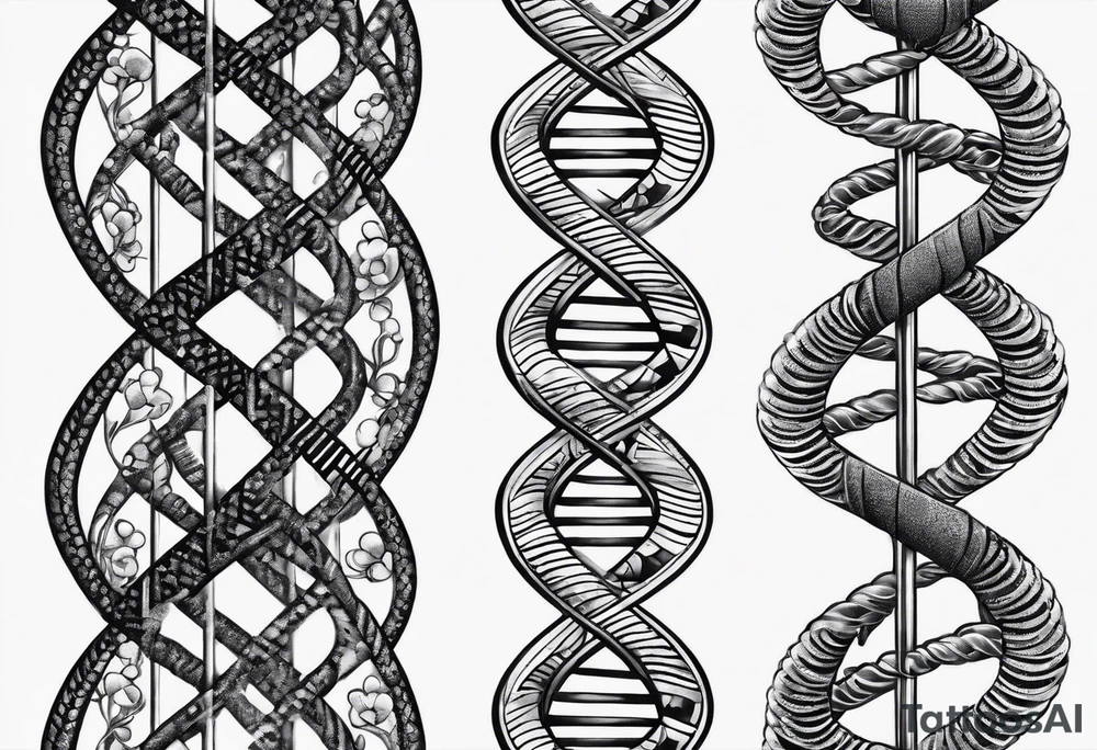 detailed DNA double helix artistic style tattoo idea