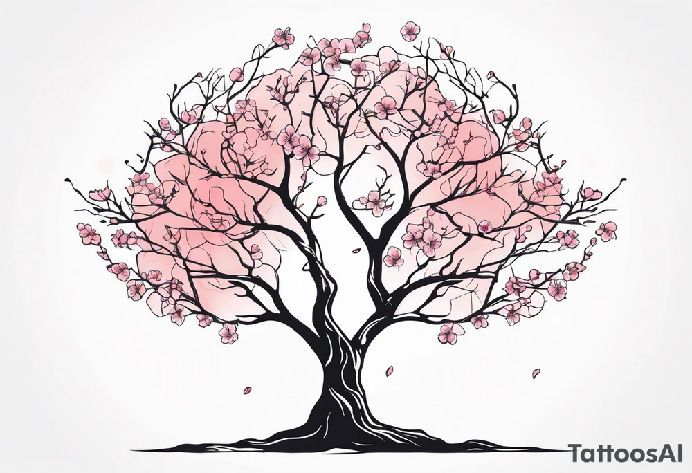 Mother Earth Tree with Cherry Blossom tree as the body and branches tattoo idea