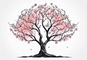 Mother Earth Tree with Cherry Blossom tree as the body and branches tattoo idea
