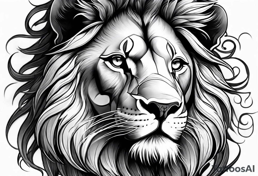 lion with snake hair tattoo idea