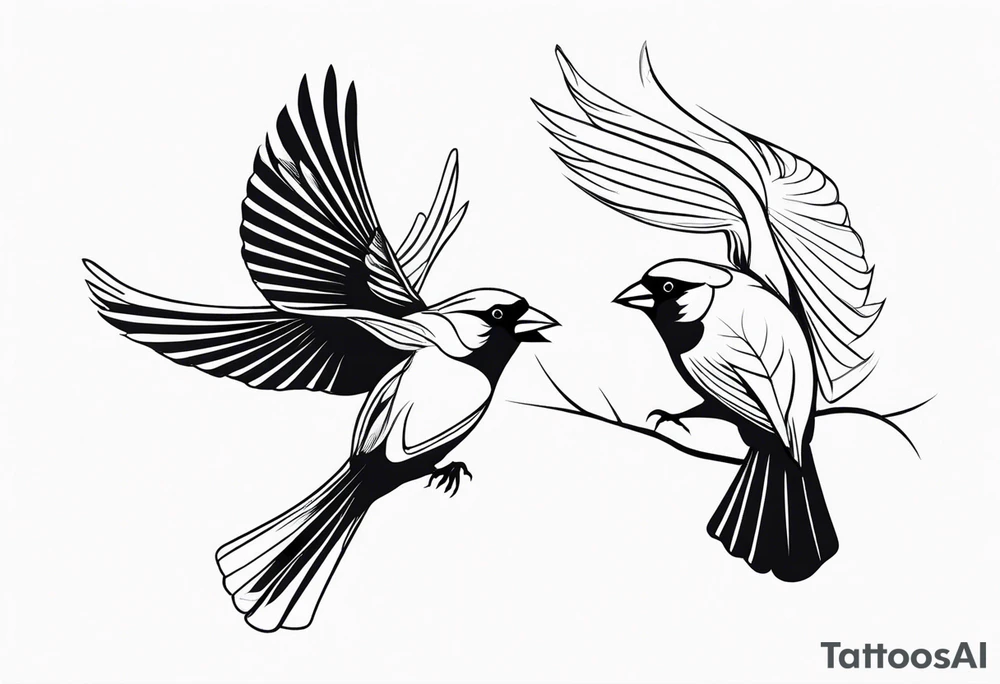 two cardinal birds flying
fine line with some shading tattoo idea two cardinal birds flying
fine line with some shading tattoo idea