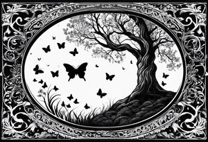 Tree of life moon and butterfly tattoo idea
