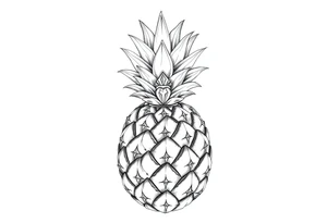 powerful pineapple with a crown,and diamonds tattoo idea