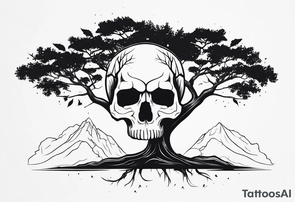 Skull tree tattoo idea