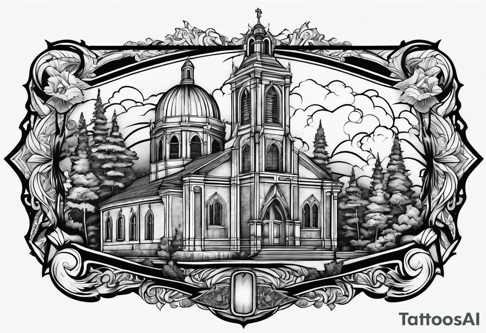 cathedral on fire tattoo idea
