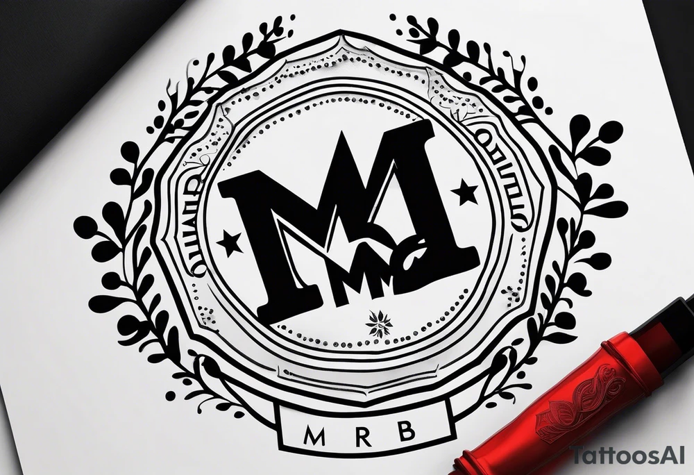 minimalist logo-style tattoo that consists only of the letters 'MRBG'. simple and not too fancy, just the clean and bold letters arranged in a stylish way. tattoo idea