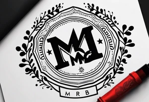 minimalist logo-style tattoo that consists only of the letters 'MRBG'. simple and not too fancy, just the clean and bold letters arranged in a stylish way. tattoo idea