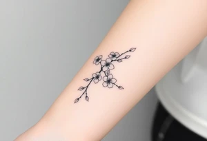 delicate cherry blossoms swirling in spring breeze with petals tattoo idea