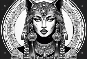 Bastet woman tattoo idea