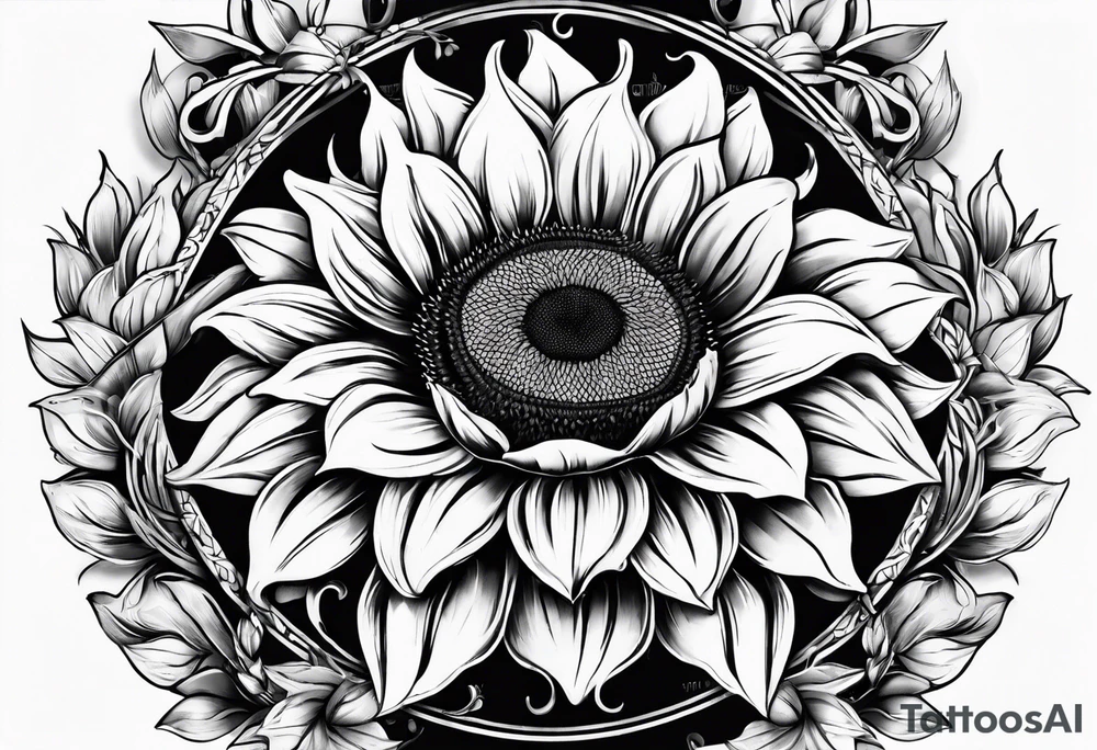 Sunflower and horseshoe tattoo idea