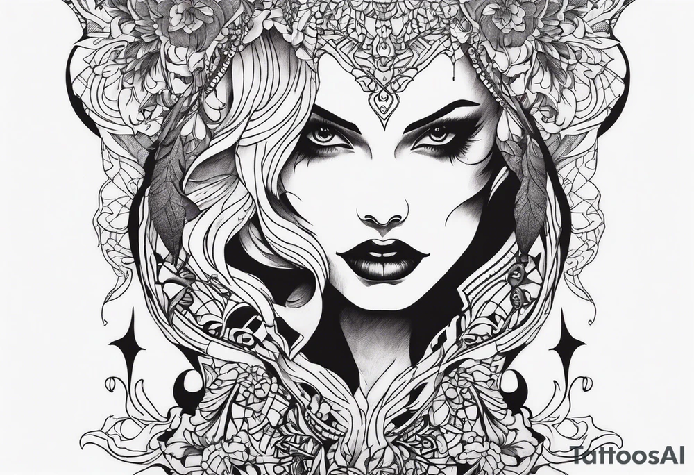 Scary woman tattoo idea