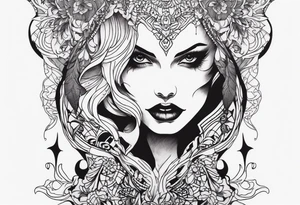 Scary woman tattoo idea