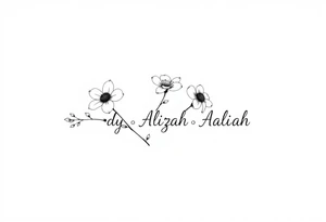 mother of 3 girls flowers names in stem Addy, Alizah, Aaliyah tattoo idea