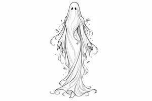 Tall girly ghost line work tattoo idea