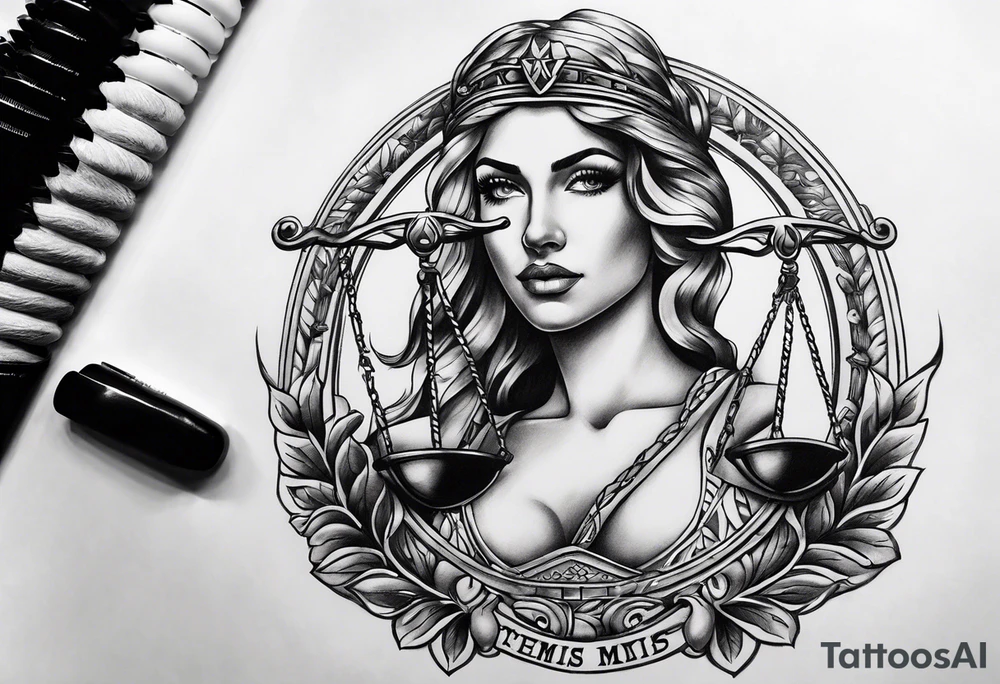 Themis holding the scales of justice tattoo idea