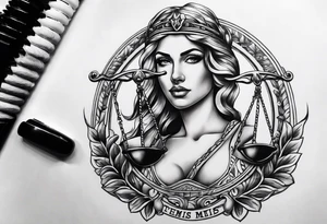 Themis holding the scales of justice tattoo idea