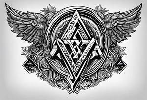 Valhalla sword shield axe Valknut tattoo idea