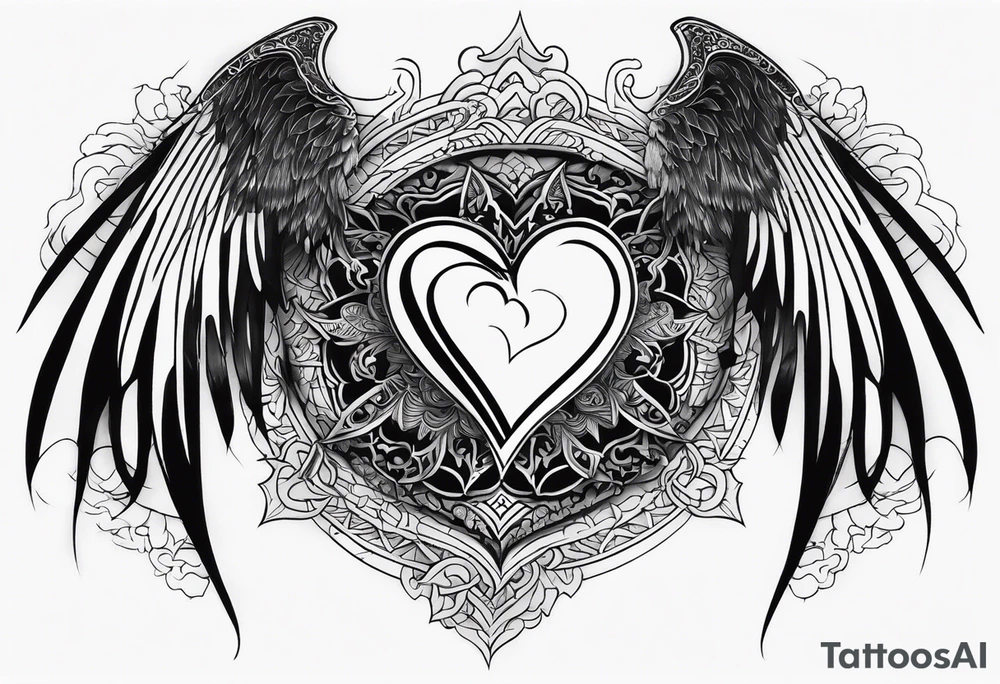 angelish devilish heart/wings tattoo idea