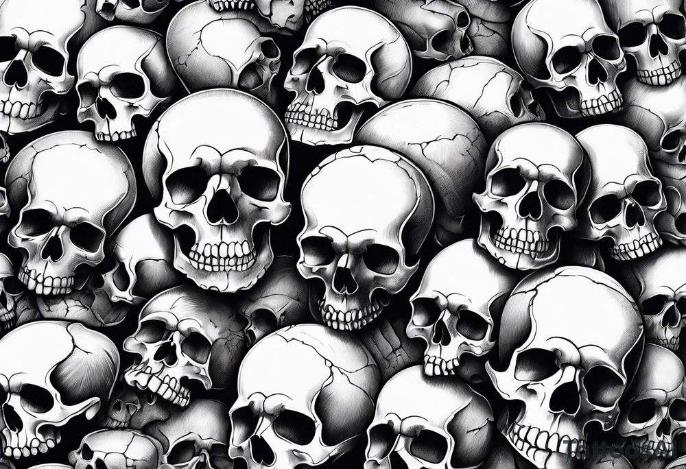 A lot of small skulls tattoo idea