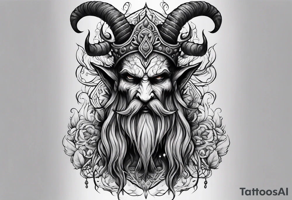 creepy Leshy demon tattoo idea