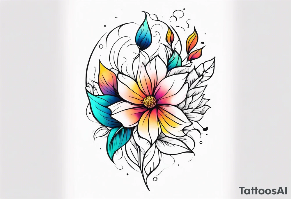Colorful flower half arm sleeve tattoo idea